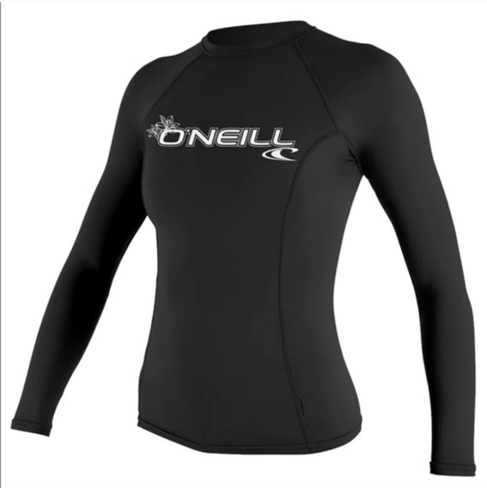 O’Neil WOMEN'S BASIC upf 50+ Long Sleeve Tagless Black Surf RASH GUARD